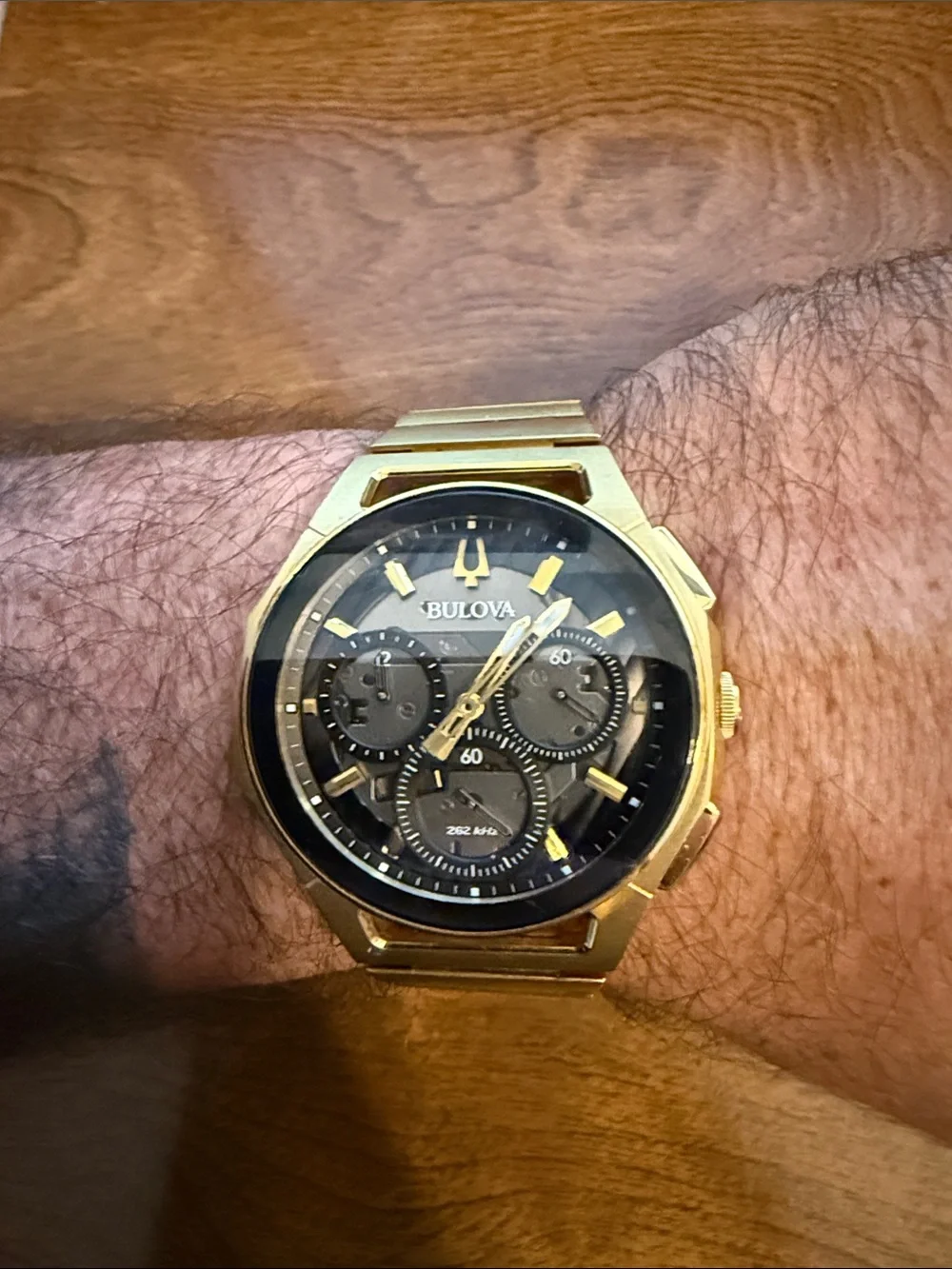 Bulova Gold and Black Chronograph Bracelet Watch